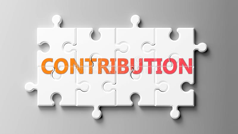 Contribution complex like puzzle pictured as word contribution puzzle pieces to show contribution can be difficult 164222204